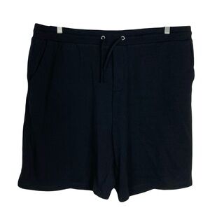 New Magaschoni Black French Terry Drawstring Shorts XXL Cotton Zip Pockets Soft